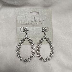Nicole Miller Sparkling Silver Floral Earrings